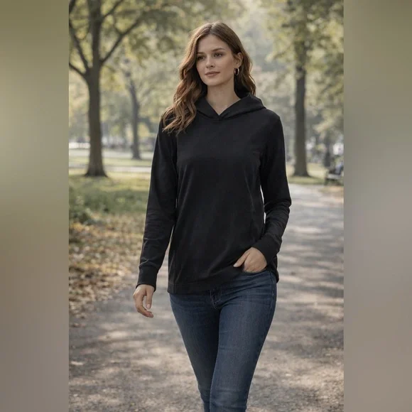 J.Crew Fitted Hoodie In Signature Flex Black Size XL Style BD667 Like New - Picture 2 of 16